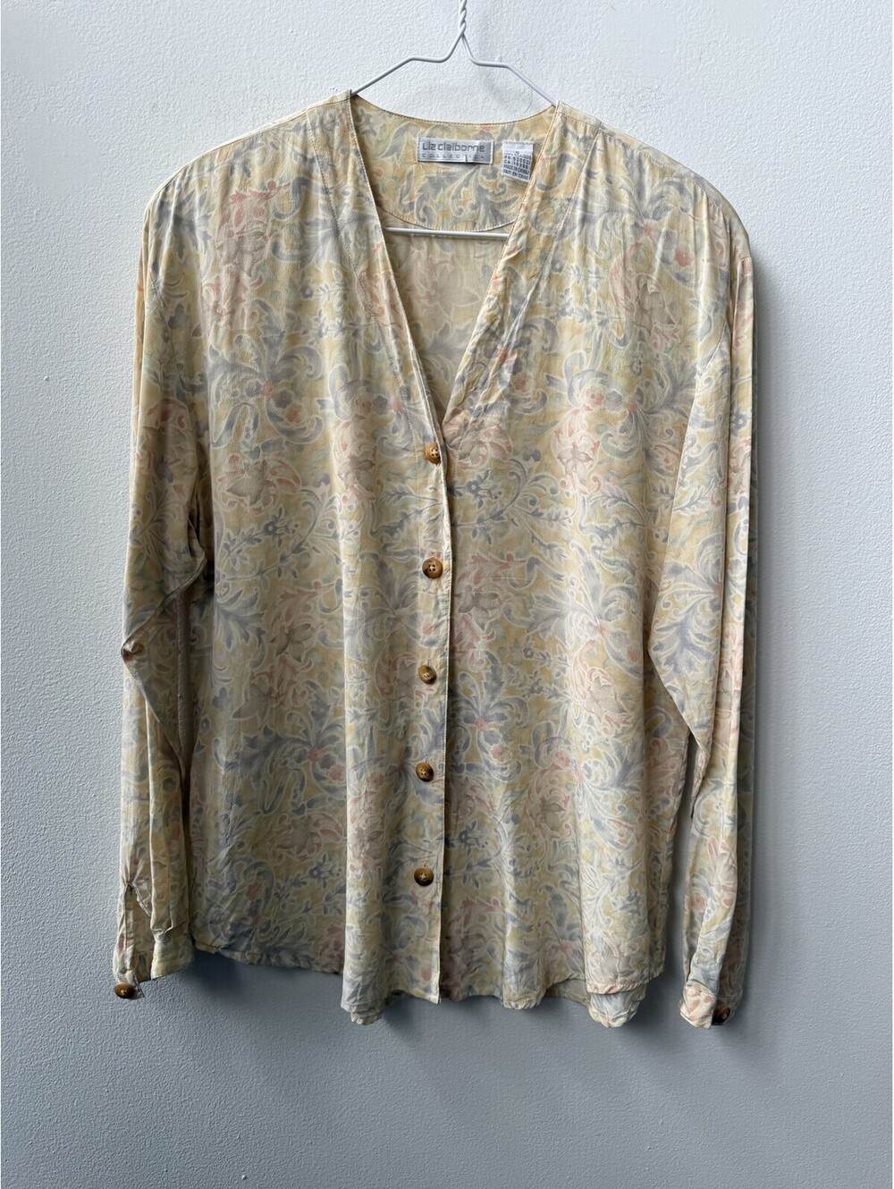Vintage Liz Claiborne Collection 100% Silk Floral Paisley Blouse Small